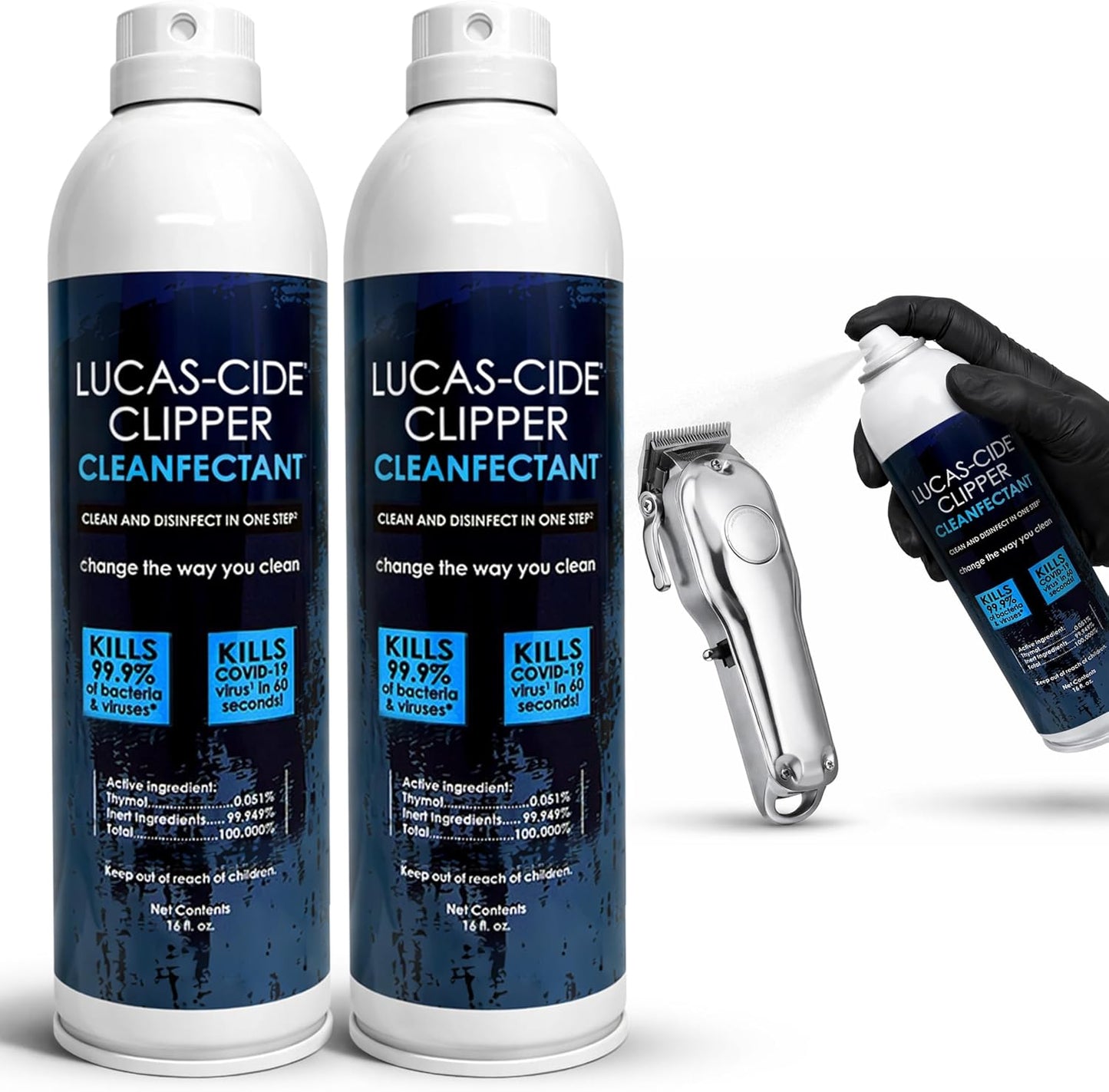 LUCAS-CIDE Clipper Cleaner Disinfectant and Lubricating Spray for Clippers and Blades - 16 Fl Oz