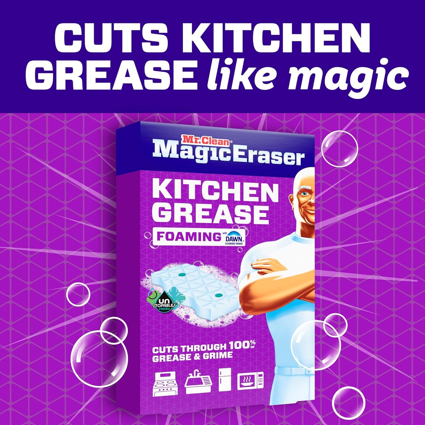Mr. Clean Magic Eraser Foaming Sponge, All Purpose Cleaner, Dawn Cleaning Power, Wall, Sneaker, Oven Cleaner, Kitchen, Bathroom, Shower Cleaning Supplies, Scrubber, Ultra Foamy, 5ct