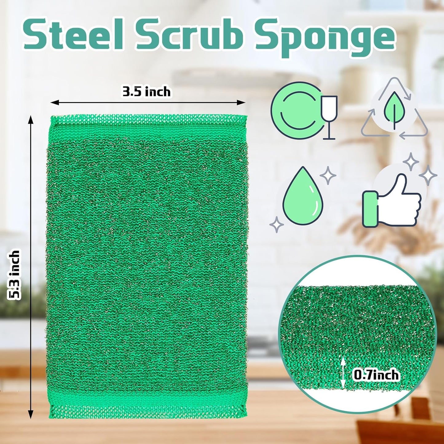 Thyle 36 Pack Steel Scrub Sponges for Dishes Non Scratch Scouring Multi Use Metal Scrubber Heavy Duty Dish Wash Kitchen Sponge for Pot Dish Washing Hard Surface Cleaning (Gray)