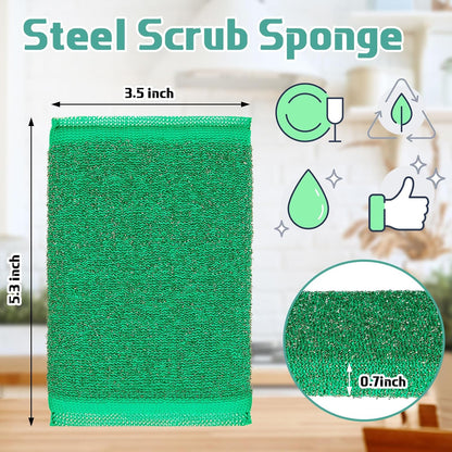 Thyle 36 Pack Steel Scrub Sponges for Dishes Non Scratch Scouring Multi Use Metal Scrubber Heavy Duty Dish Wash Kitchen Sponge for Pot Dish Washing Hard Surface Cleaning (Gray)