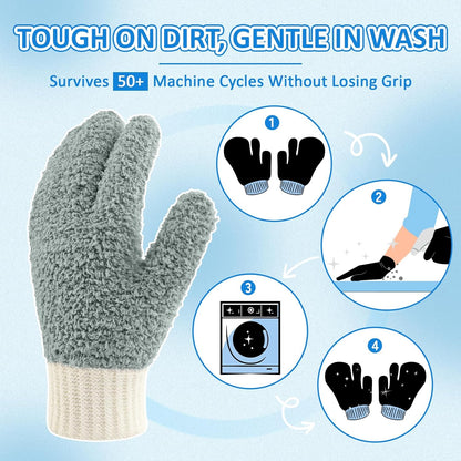 MIG4U Microfiber Dusting Gloves House Cleaning Glove for Blinds, Windows, Shutters, Furniture, and Car, Reusable Lint-Free Pink 1 Pair S/M