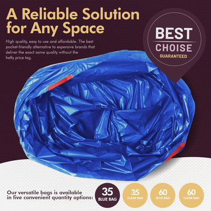 PAMI Recycling Tall Kitchen Drawstring Trash Bags- Extra-Strong Plastic Garbage Bags- Thick Trash Can Liners For Kitchen & Outdoor Bins- 2ft x2ft Unscented Trash Bags (13 Gallon – 60 Count – Clear)