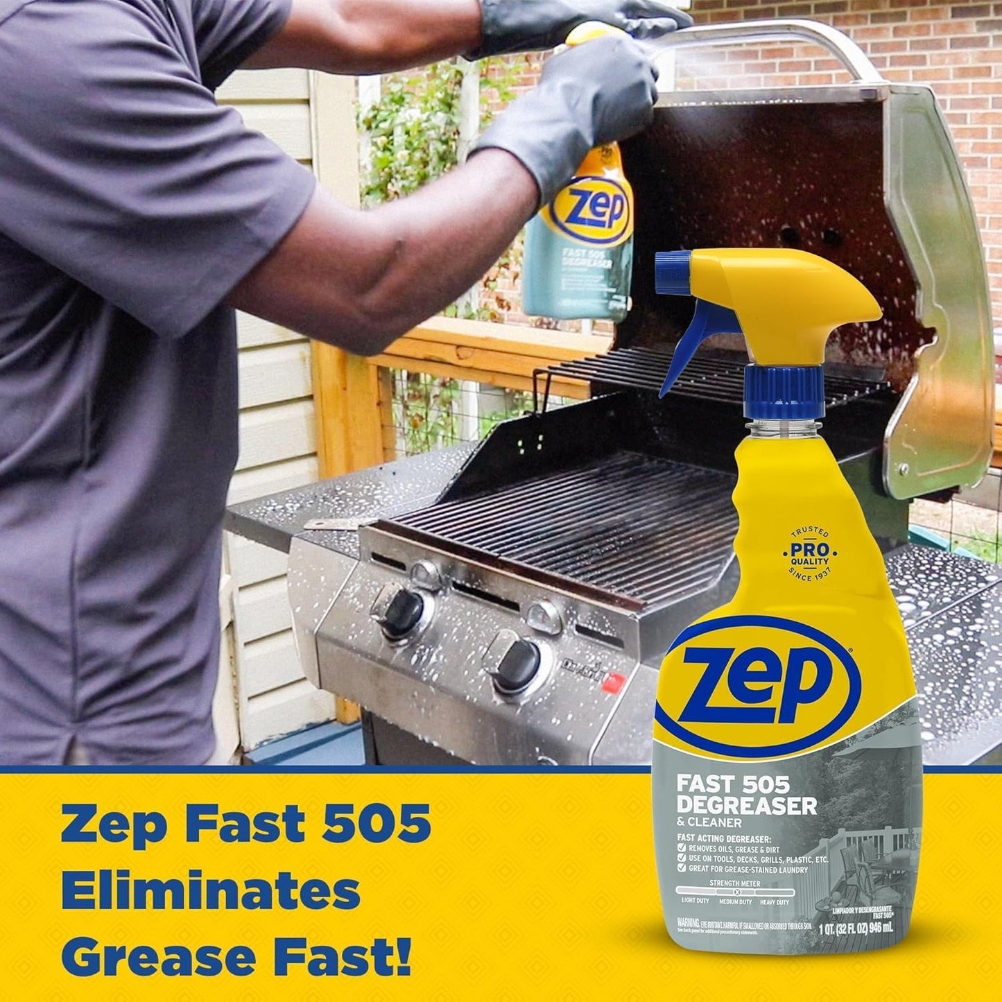 Zep Fast 505 Cleaner and Degreaser - 32 oz (Case of 2) ECZU505322 - Fast Acting, Removes Oil, Grease, and Dirt from Tools, Decks, Grills, Plastic, and Even Grease-Stained Laundry