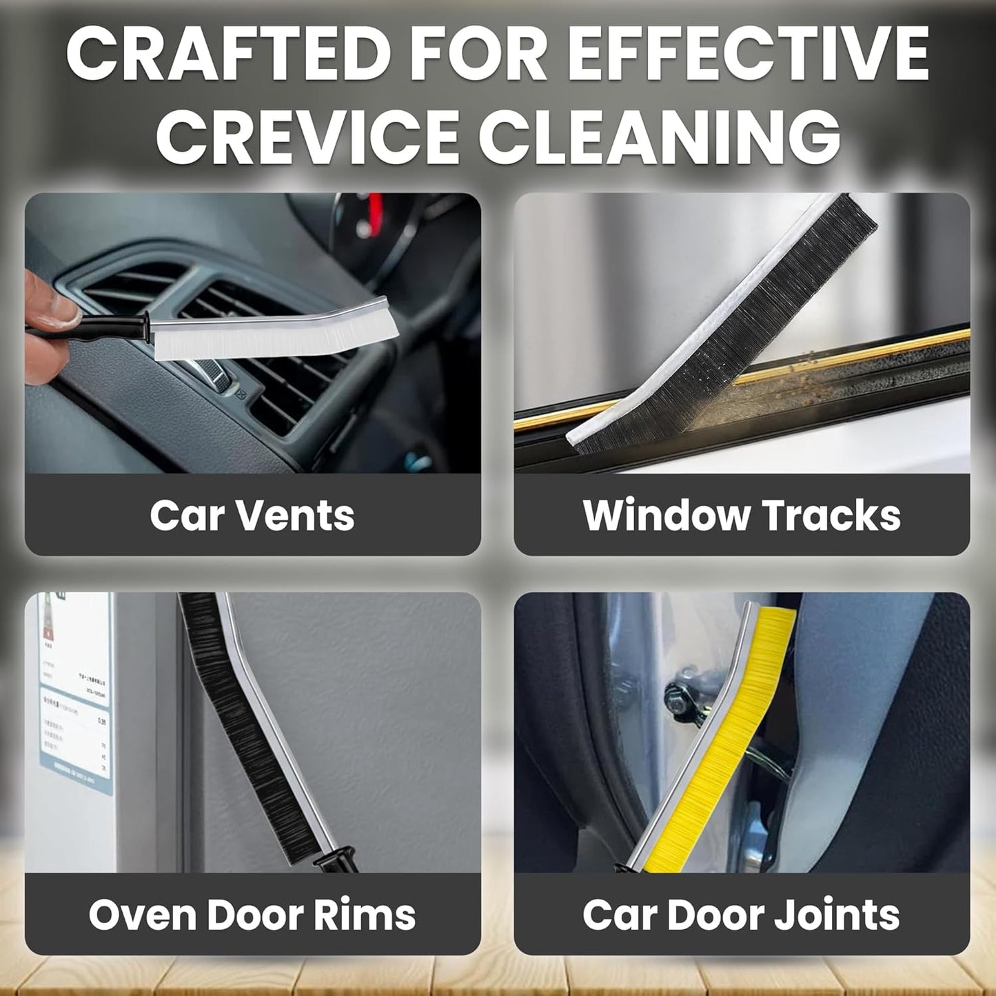 Crevice Cleaning Brush Set – 6Pcs Hard Bristle Cleaning Tools for Grout, Tile Floors, Gaps & Narrow Spaces – Small Grout Scrub Brush for Cleaning Bathroom, Shower, Window Tracks, Kitchen
