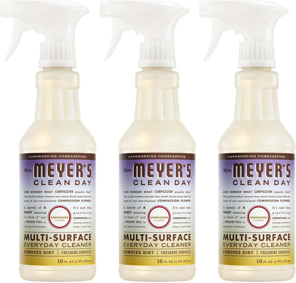 MRS. MEYER'S CLEAN DAY Multi-Surface Everyday Cleaner, Compassion Flower Scent, 16 Fl Oz Bottle - 3 Pack