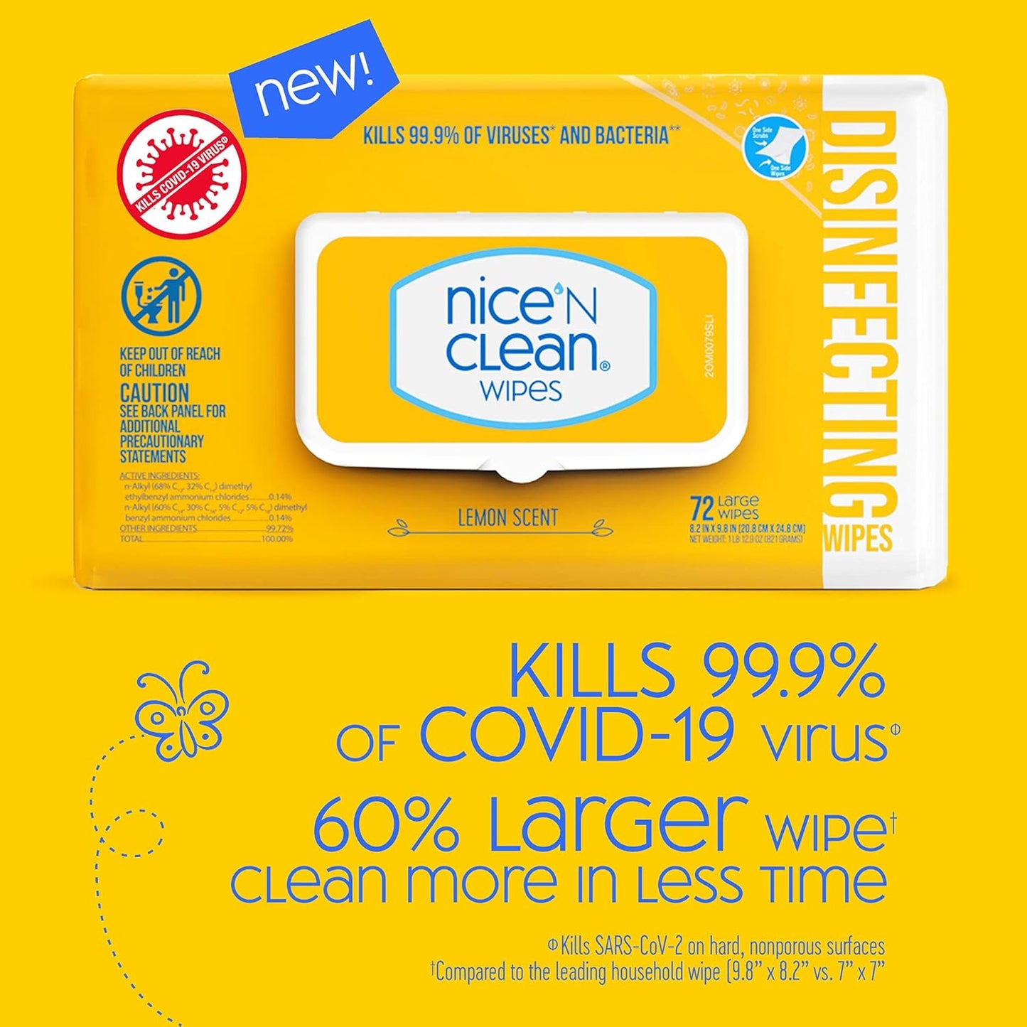 Nice 'N Clean Disinfecting Surface Wipes 304ct | Cleans & Disinfects Home & Kitchen Surfaces | Fresh & Lemon Scent