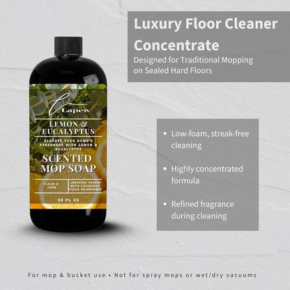 Lapew Santal Scented Mop Soap - Luxury Floor Cleaner Concentrate for Mopping Tile, Laminate, Vinyl & Hardwood | Streak-Free, Low-Foam | 36 oz - Colors B