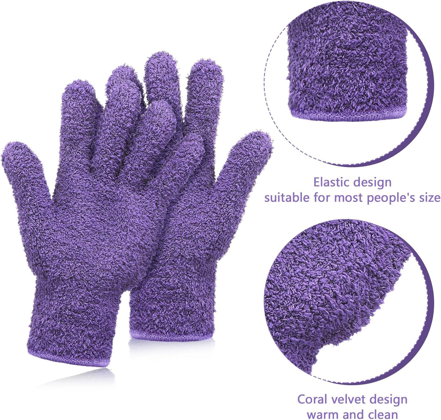 Patelai 2 Pairs Microfiber Gloves for plants Dusting Cleaning Glove Mittens House Cars Blinds Dusting(Blue, Grass Green,Large)