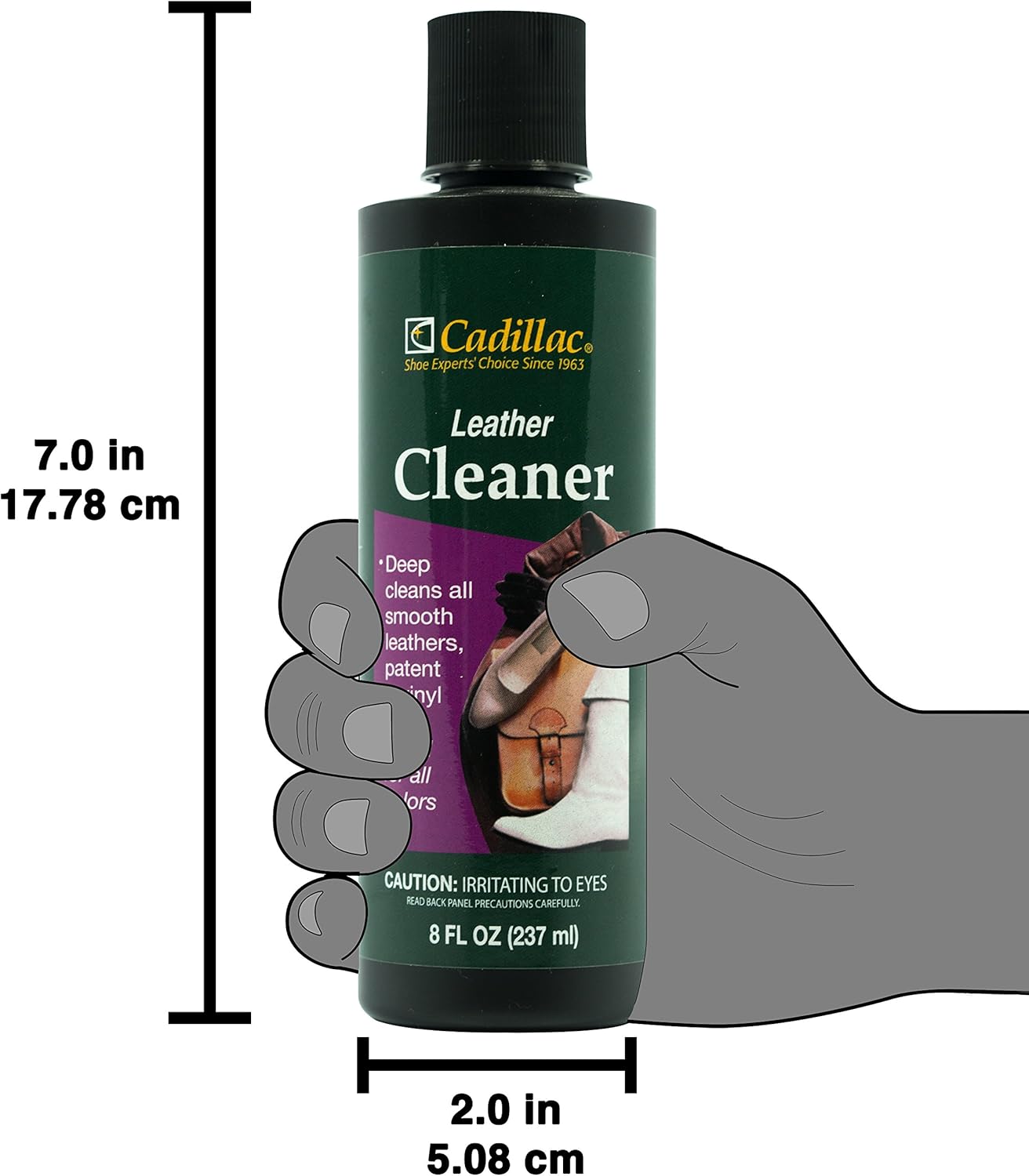 Cadillac Leather Cleaner - Great for Shoes, Boots, Handbags, Car Upholstery, Furniture- Removes Surface Dirt, Grime, Salt and More From Finished Leathers
