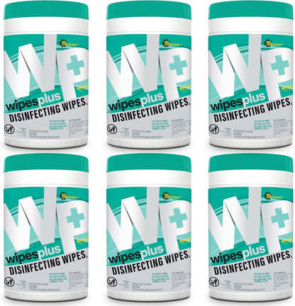 WIPESPLUS Disinfecting Surface Wipes Canister Bleach Free with Lemon Scent for Home and Business, 450 Count, (6 Packs of 75)