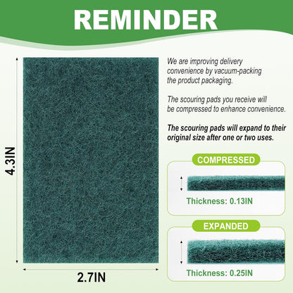 200 Pack Green Scrubbing Pads, Heavy Duty Scouring Pads,Dish Scrubber Reusable for Cleaning, Multipurpose Scrub Pads for Household Kitchen Dishes Pots Pans & Metal Grill- 4.3 x 2.75 x 0.3 Inches