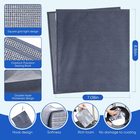 Forggon12 Pcs New Upgrade 3-Layer Metal Dish Cloth, No Scratches and No Odor, Multipurpose Wire Dishwashing Rag for Wet and Dry, Kitchen Cleaning DishRags,Sinks,Dishes,Stove Top, Dimensions(7.08X8.86)
