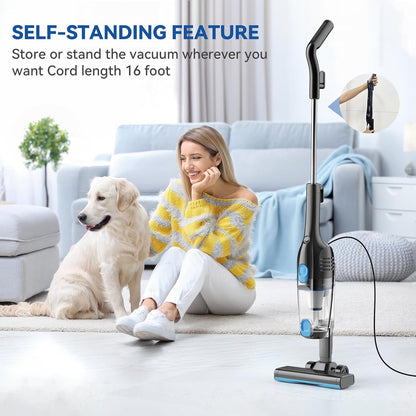 Vazone R6X Corded Stick Vacuum Cleaners for Home, 20Kpa Powerful Suction Stick Vacuum with 16Ft Cord, 2 in 1 Lightweight Vacuum Cleaner for Hardwood Floor Pet Hair