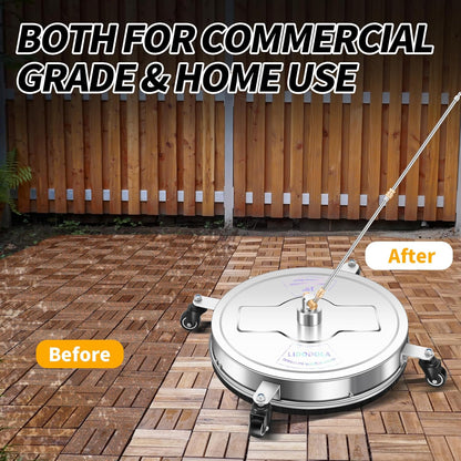 14" Pressure Washer Surface Cleaner with 4 Wheels - Stainless Steel Surface Cleaner for Pressure Washer Attachment for Concrete, Patio, Sidewalk, Deck and Driveways - PWS14