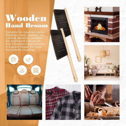 Tioncy 8 Pieces Wooden Dust Brush Bulk Hand Broom Bench Soft Bristle Cleaning Outdoor Furniture Brushes with Long Wood Handle for Cleaning Car Bed Sofa Fireplace Couch Clothes