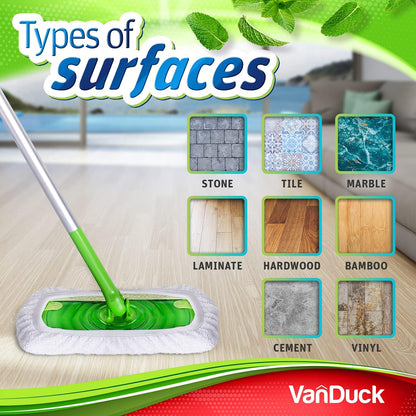VanDuck Reusable 100% Cotton Mop Pads Compatible with Swiffer Sweeper (4-Pack), Terry Cloth Mop Covers Washable for Wet Mopping and Floor Cleaning (Handle is Not Included)