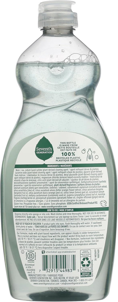 Seventh Generation Dish Liquid Soap Free & Clear liquid soap Pack of 6 Dishwashing Soap Dish Soap for sensitive skin 19 oz