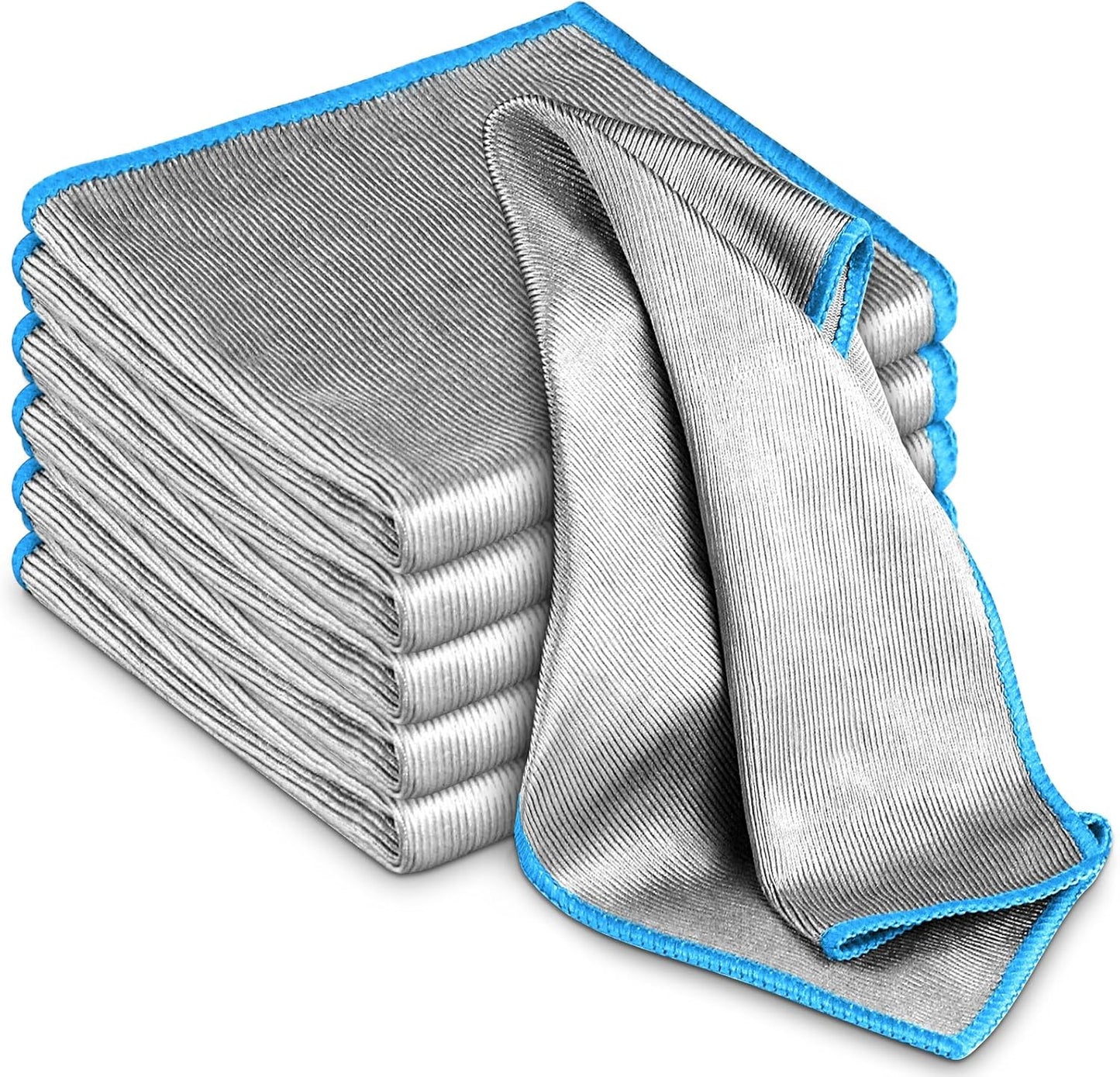 Glass Polishing Cloth Streak Free Miracle Cleaning Cloth Lint Free Microfiber Cleaning Rags for Glasses Kitchen Dish Mirrors Easy Clean, Pack of 6, 12" x 12"