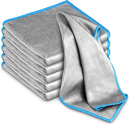 Glass Polishing Cloth Streak Free Miracle Cleaning Cloth Lint Free Microfiber Cleaning Rags for Glasses Kitchen Dish Mirrors Easy Clean, Pack of 6, 12" x 12"