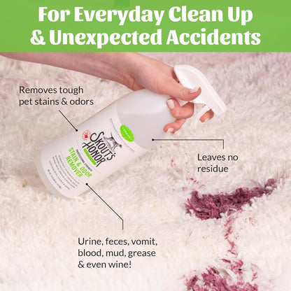 SKOUT'S HONOR Severe Mess Stain & Odor Eliminator, Powerful Stain Remover and Carpet Cleaner for Tough Dog Messes, Eco-Friendly Carpet Deodorizer, Cleaning Spray and Poop Spray, 35 oz