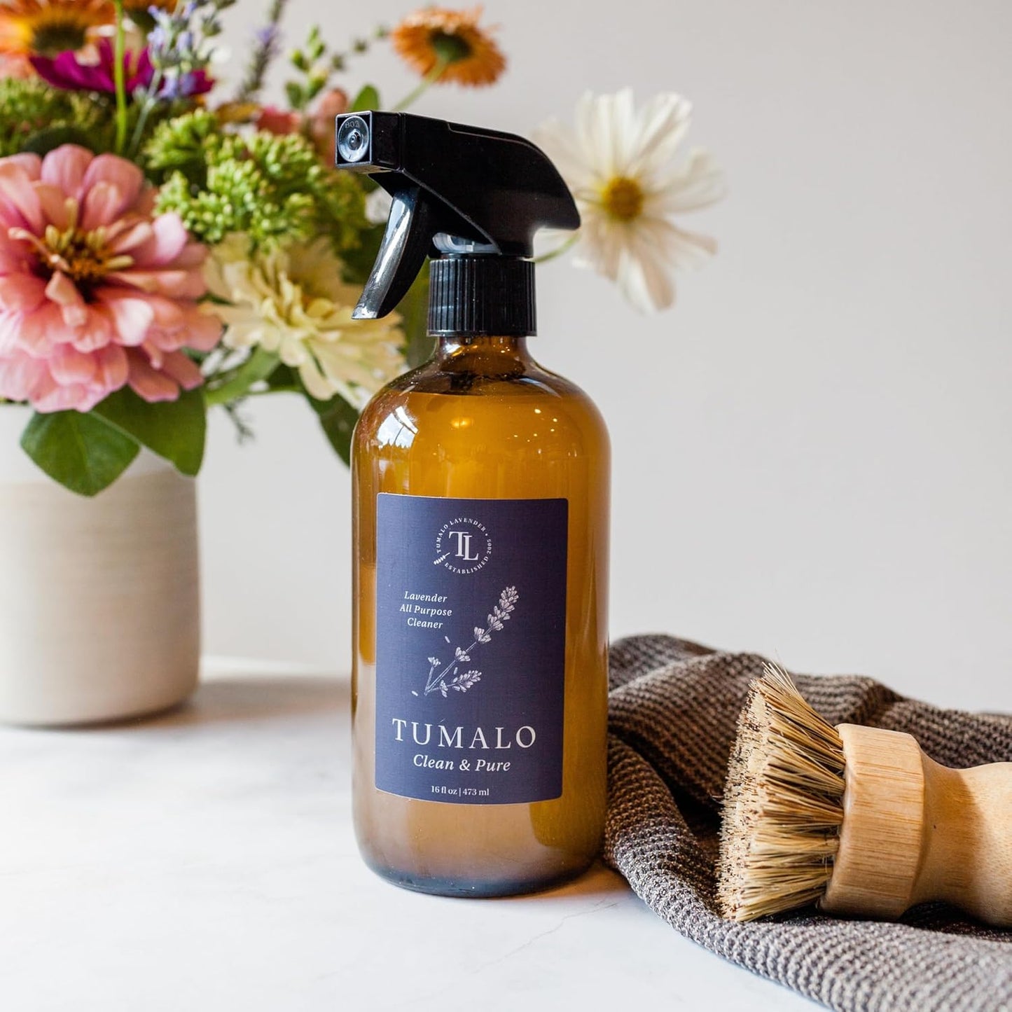Natural All Surface Multi-Purpose Cleaning Spray - Made in the USA with Lavender Hydrosol, Lemon & Eucalyptus Essential Oils, Ideal for Kitchen, Bathroom, Windows, Stainless Steel Surfaces, 18.5oz