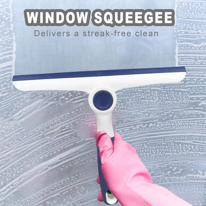 NBGYTECH Window Squeegee Household Cleaning Scraper Handheld Squeegee for Shower Glass Door Mirror Car Windshield (White Plastic Handle)