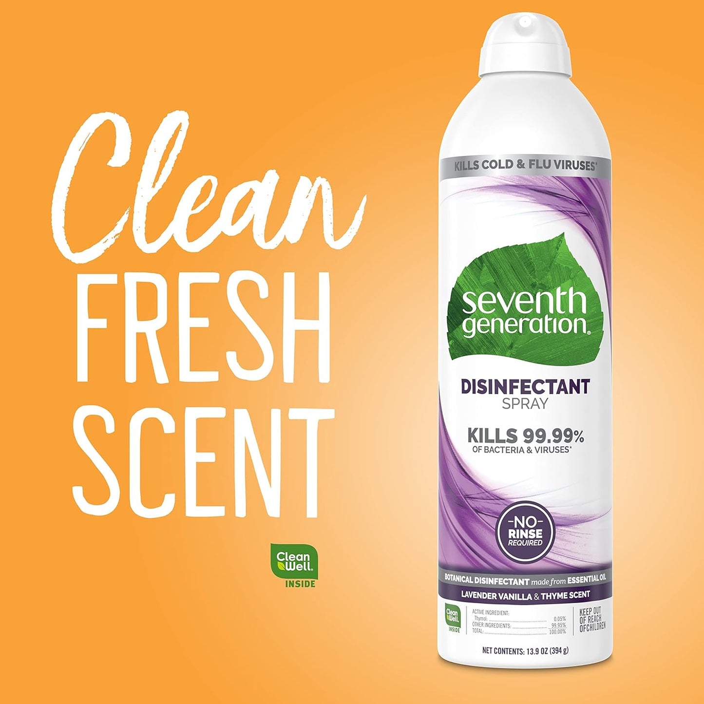Seventh Generation Disinfecting Spray Cleaner Eucalyptus and Thyme Disinfectant 13.9 oz, Pack of 8