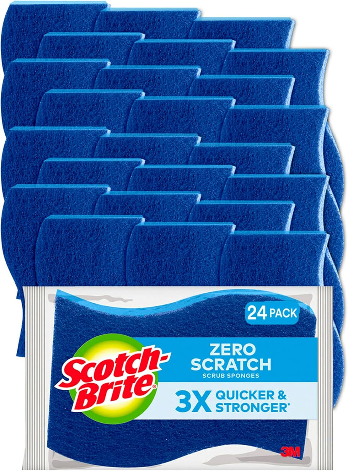 Scotch-Brite Zero Scratch Non-Scratch Scrub Sponges, Sponges for Cleaning Kitchen, Bathroom, and Household, non-scratch Sponges Safe for Non-Stick Cookware, 4 Scrubbing Sponges