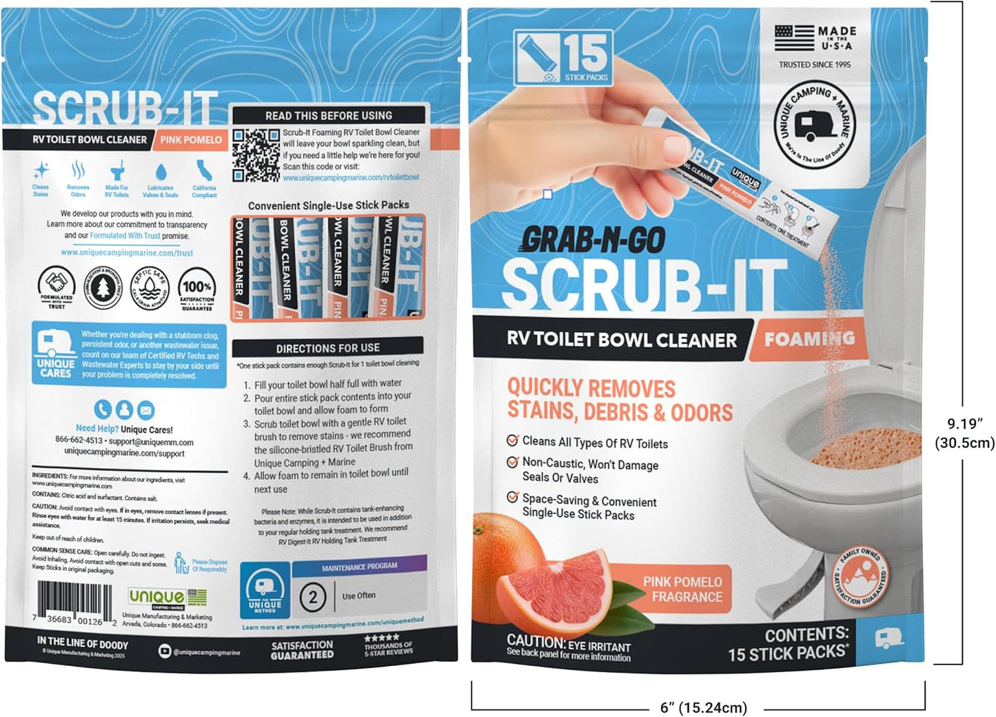 Unique Scrub-It RV Toilet Bowl Cleaner Liquid – RV Toilet Cleaner for Rimless RV Toilets, Squirt Top, Removes Stains & Odors (24 oz) Amazon Exclusive Packaging
