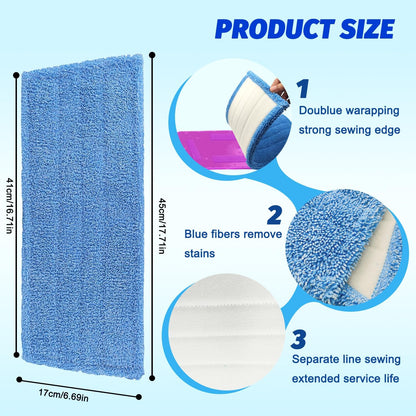 6 Pack Mop Pads Compatible with Rejuvenate Click N Clean Spray Mop Reusable Microfiber Pads Replacement for Rejuvenate Microfiber Mop Washable Mop Refill for Floor Cleaning Without Handle