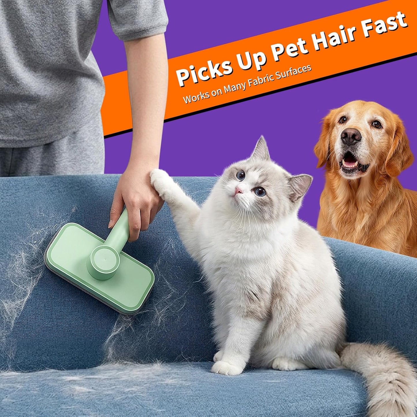 Rundik Pet Hair Remover – Reusable Lint Remover for Dog and Cat Hair Electrostatic Lint Brush Magic Pet Hair Removal Tool for Clothes, Couch, Carpet, Car, Rugs, Bedding, Fabric Furniture