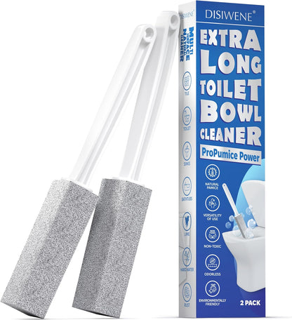 DISIWENE Pumice Cleaning Stone with Handle Toilet Bowl Cleaner Hard Water Ring Remover for Bath/Pool/Kitchen/Household Cleaning (2, 2 Pack with Handle)