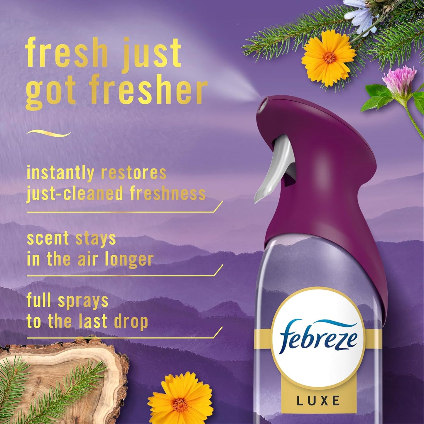 Febreze Air Mist, Air Freshener Spray, Odor Fighting Room Spray, Deodorizer for Home Bathroom Kitchen Office Apartment Dorm Room Classroom, Downy Calm Lavender & Vanilla Bean Scent, 8.1oz (Pack of 3)