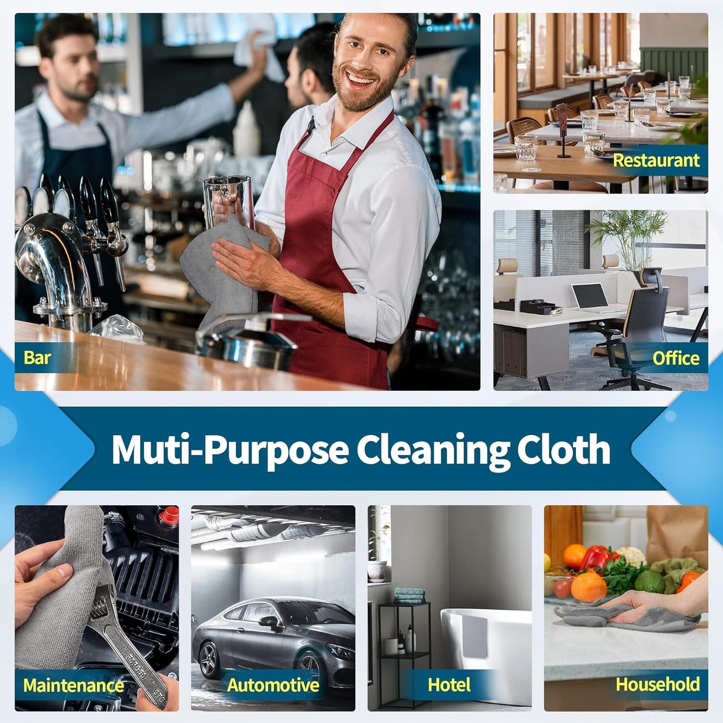 FIXSMITH Microfiber Cleaning Cloth - Pack of 8, Size: 12 x 16 in, Multi-Functional Cleaning Towels, Highly Absorbent Cleaning Rags, Lint-Free, Streak-Free Cleaning Cloths for Car Kitchen Home