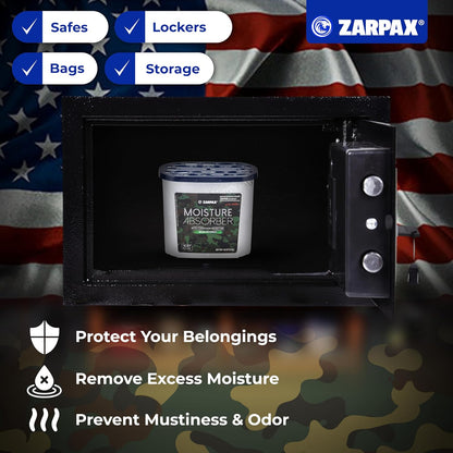 ZARPAX Moisture Absorber Activated Charcoal 10.5 oz/300g | Removes Moisture, Damp, Humidity & Odors | Odor Absorber | Moisture Trap for Bathroom, Closet, Kitchen & Small Spaces | Set of 6