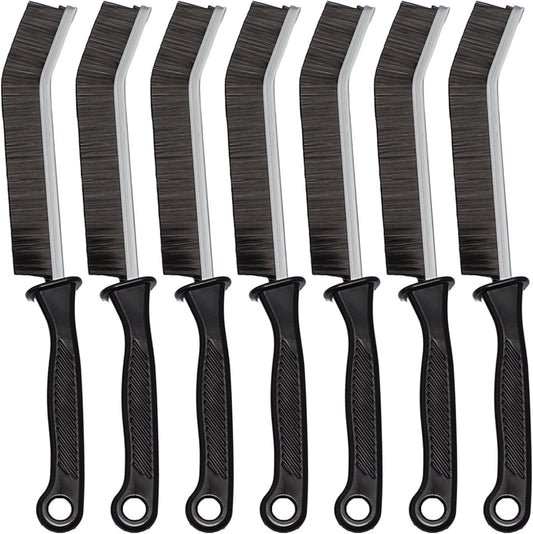 7 Pcs Hard Bristle Crevice Cleaning Brush Set - for Grout, Tight Spaces & Gap Cleaning, Deep Reach Narrow Scrubber Tools for Bathroom Tiles, Kitchen Sink, Window Tracks & Car Vents, Home Essentials