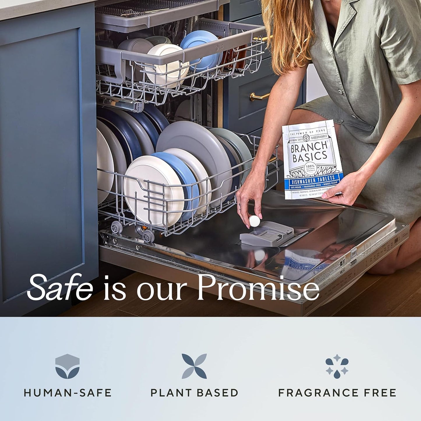 Branch Basics Dishwasher Tablets – 60 Ct | Plastic-Free, Fragrance-Free, Human-Safe | Delivers a Powerful Clean Without Harsh Chemicals