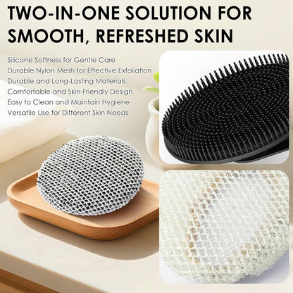 INNERNEED Food-Grade Soft Silicone Body Scrubber Shower Brush Handheld Cleansing Skin Brush, Gentle Exfoliating and Lather Well (Black)