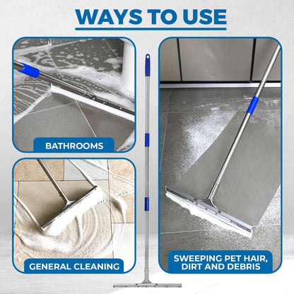 MHM AquaSlide MiniPushPro – 18-Inch Epoxy Squeegee for Shop & Concrete Floors, Tile Floor Wiper with Rubber Blade, Jalador de Agua para Piso