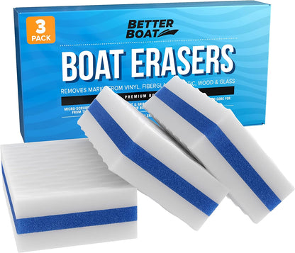 Boat Erasers by Better Boat - Cleaning Sponge for Scuff Marks & Grime, Marine Accessories & Gifts, Safe on Fiberglass Vinyl Gelcoat Deck Hull