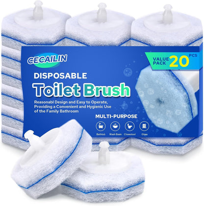 Cecailin® 60pcs Disposable Toilet Brush. Bathroom Cleaning. Disposable bowl cleaners Compatible with Most Toilet Brushes