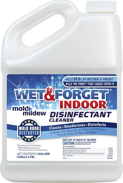 Wet & Forget Indoor Mold and Mildew All-Purpose Cleaner Deodorizes, Disinfects, Kills 99.9% of Bacteria and Viruses, Ready to Use, 64 Fl. Oz.