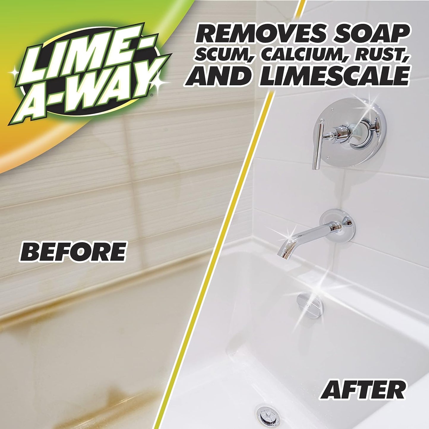 Lime-A-Way Hard Water Stain Remover Spray, Removes Lime, Calcium & Rust in Seconds, Bathroom Cleaner, 22 fl oz