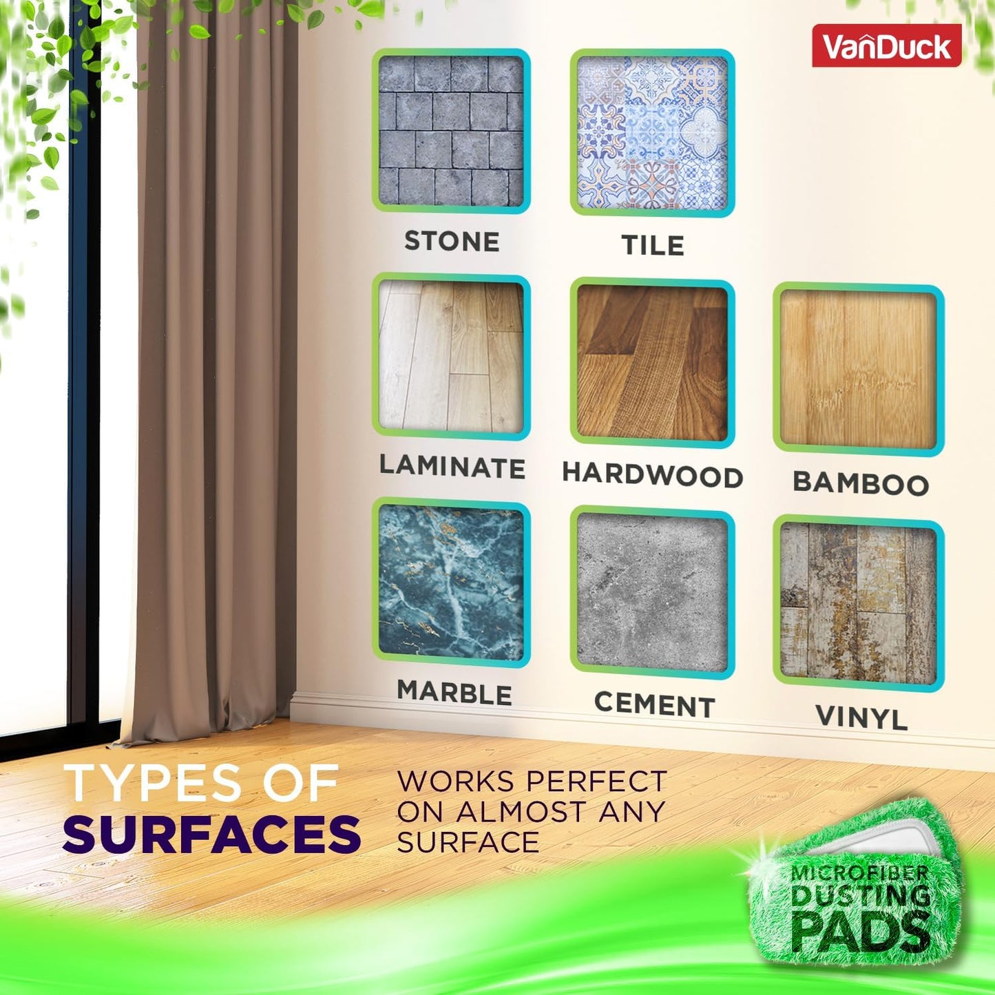 VanDuck Reusable Mop Pads Compatible with Swiffer Sweeper (4-Pack) - Washable Microfiber Mop Pads for Wet & Dry Use - All Purpose Floor Mopping and Cleaning Product