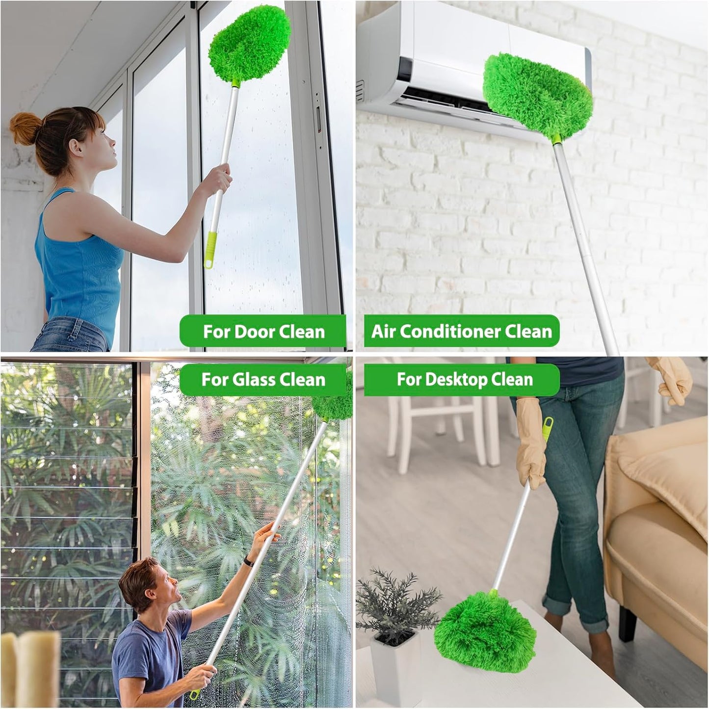 Ceiling Fan Cleaner Duster High Ceiling Extended Fan Blade Cleaner from 13 to 50 Inch Reusable Microfiber Ceiling Fan Duster with Extension Handle for Furniture Bookshelves Wall Door (Gray)