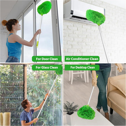 Ceiling Fan Cleaner Duster High Ceiling Extended Fan Blade Cleaner from 13 to 50 Inch Reusable Microfiber Ceiling Fan Duster with Extension Handle for Furniture Bookshelves Wall Door (Gray)