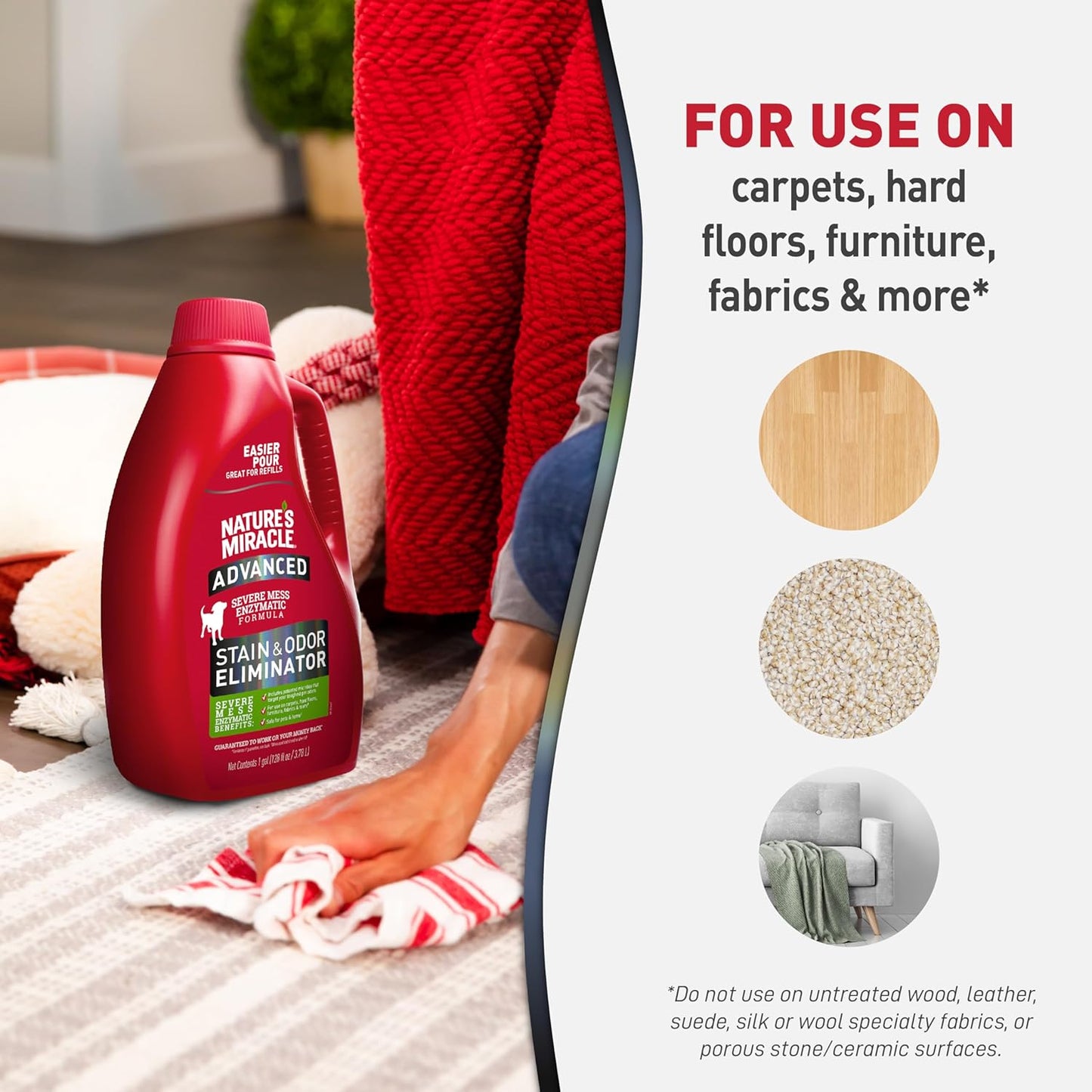 Nature’s Miracle Advanced Stain and Odor Eliminator Dog Spray, Fresh Scent, Severe Mess Enzymatic Formula For Tough Pet Messes, 32 oz