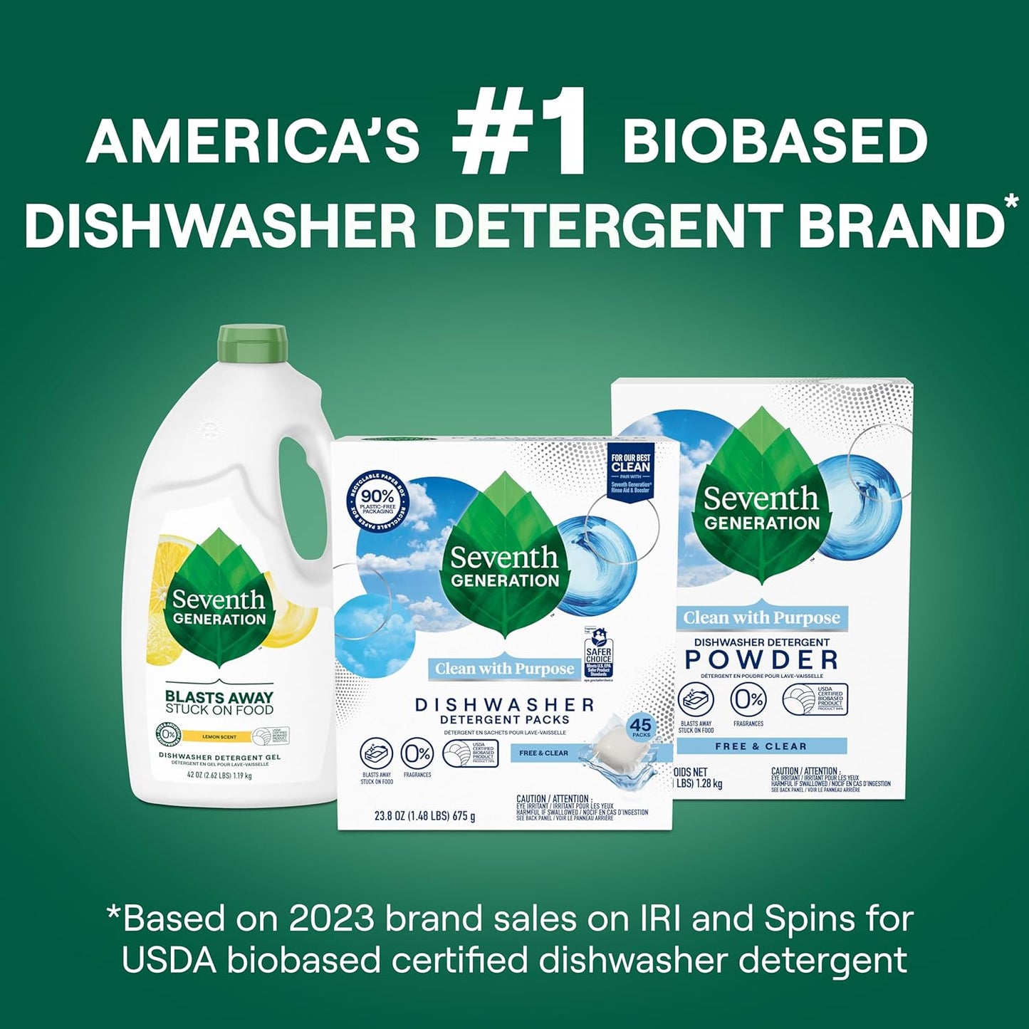 Seventh Generation Power Plus Dishwasher Detergent Packs Fresh Citrus scent Pack of 2 for sparkling dishes Dishwasher tabs 40 count