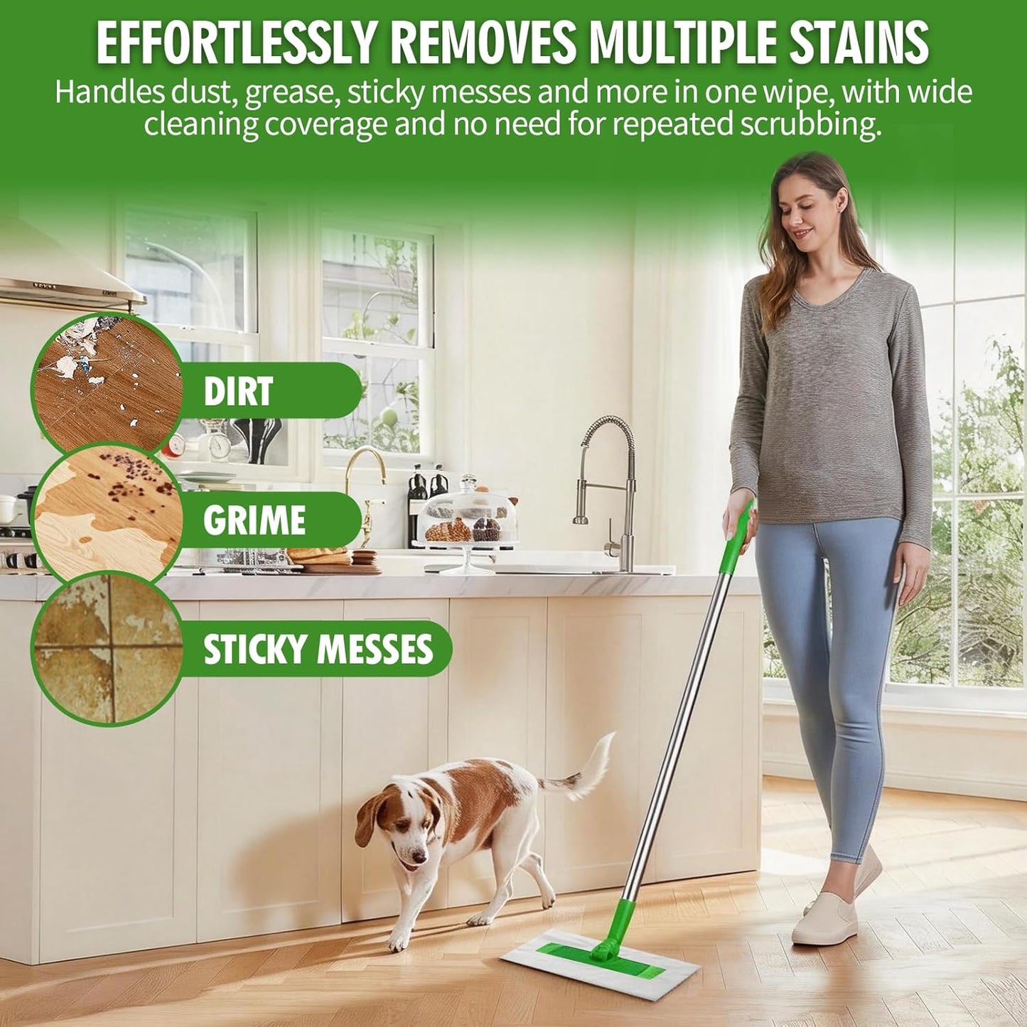 48 Count Heavy Duty Wet Pad Refills, Compatible with Swiffer Sweeper Mop & Clorox Mop, Disposable Unscented Wet Mopping Cloths for Multi-Surface Floor Cleaning