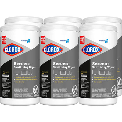 CloroxPro Clorox Screen+ Sanitizing Wipes, Bleach Free Cleaning Wipes, Citrus Blend Scent, 75 Count